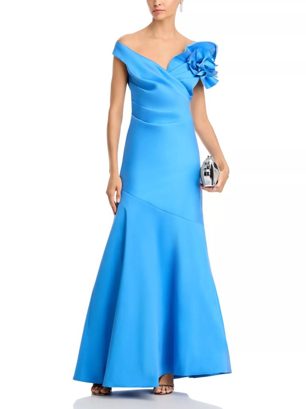 Rickie Freeman for Teri Jon Stretch Gazar Side Drape Gown